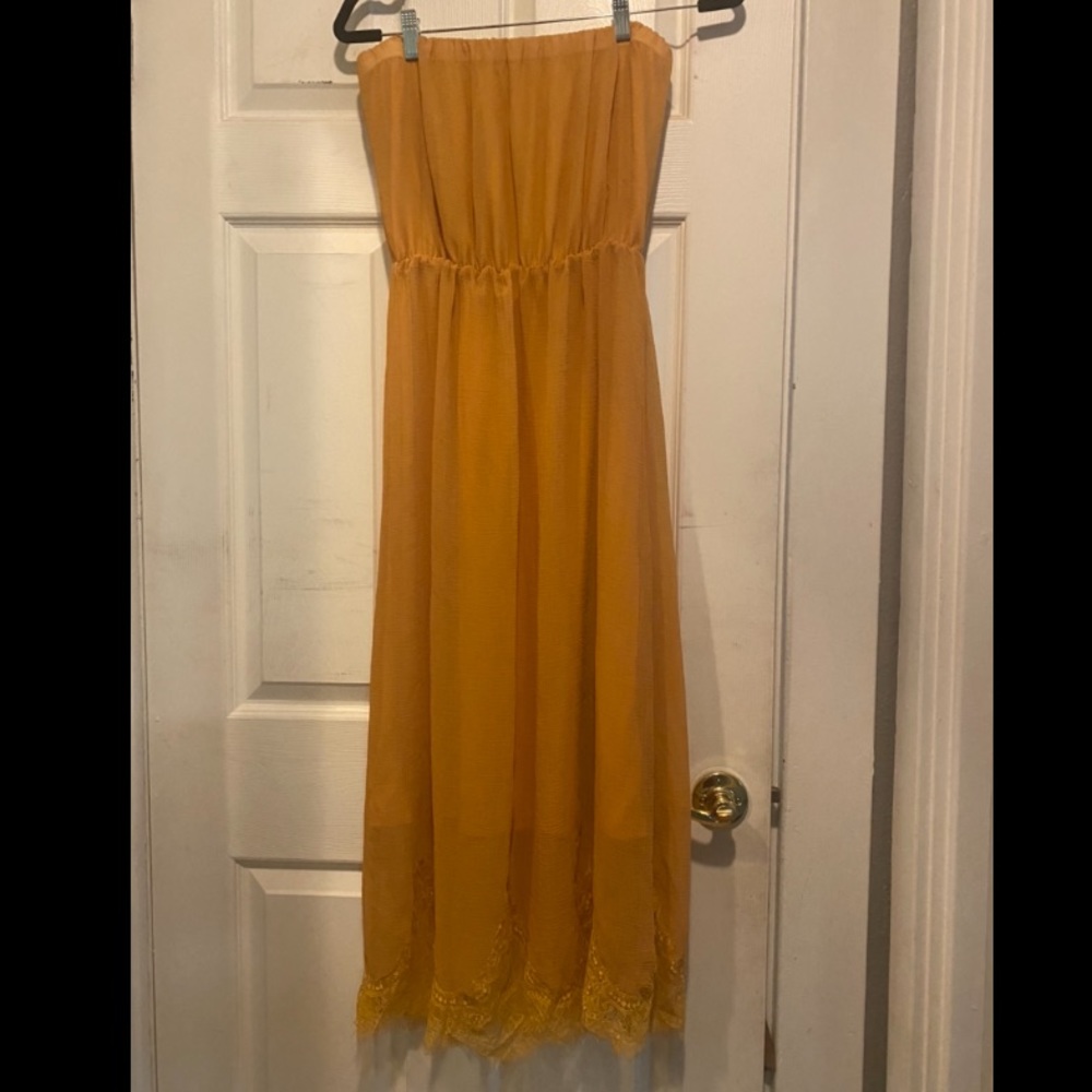 Yellow strapless dress size SM
